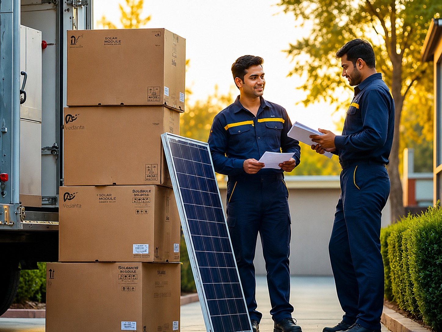 Solar equipment delivery to the home site